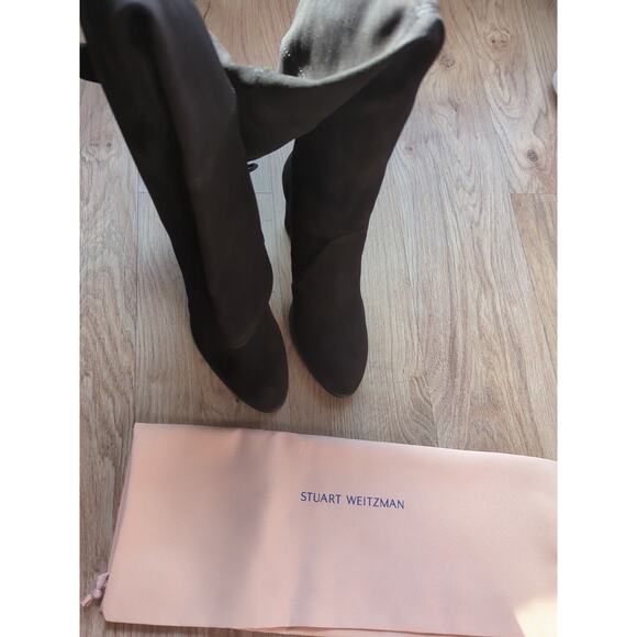 Stuart Weitzman Highland Over the Knee Black Suede Boots Womens 7.5 OTK - Picture 2 of 16